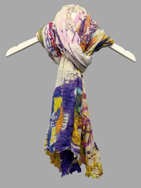 19 Andrea's 47 (Andrea's 1947) AW21 BASQUIAT Inspired Hand Painted Linen Scarf